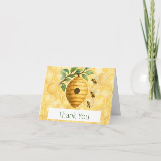 Honeybee Hive Baby Shower Dankeskarte (Vorderseite)