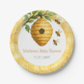 Honeybee Hive Baby Shower Pappteller (Vorderseite)
