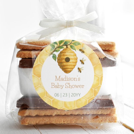 Honeybee Hive Baby Shower Runder Aufkleber