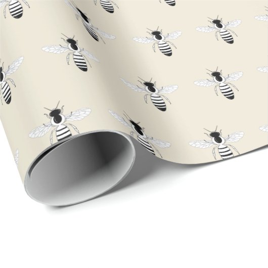 Honeybee Honey Bee Pattern Apiary Antique White Geschenkpapier (Rolleneckpunkt)