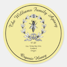 Honeybee Honey Jar Apiary Label | Bio Honig