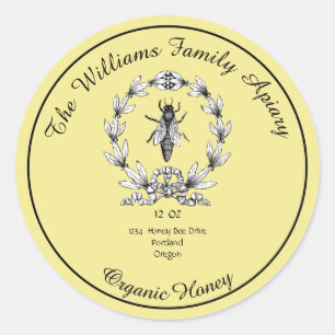 Honeybee Honey Jar Apiary Label   Bio Honig Runder Aufkleber