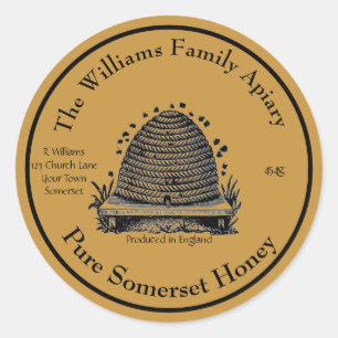 Honeybee Honey Jar Apiary Label Honey Runder Aufkleber