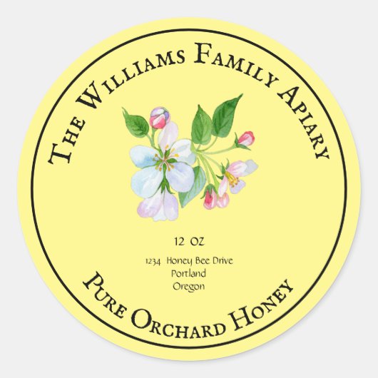 Honeybee Honey Jar Apiary Label | Orchard Honey Runder Aufkleber (Vorderseite)