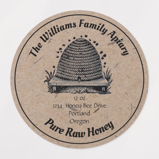 Honeybee Honey Jar Apiary Label | Reiner Honig Etiketten (Design 2)