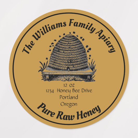 Honeybee Honey Jar Apiary Label | Reiner Honig Etiketten (Design 1)