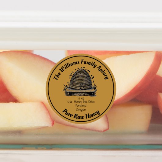 Honeybee Honey Jar Apiary Label | Reiner Honig Etiketten (Befestigt)