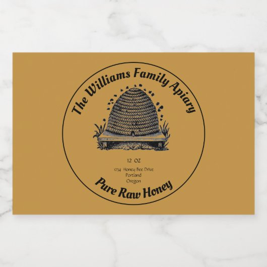 Honeybee Honey Jar Apiary Label | Reiner Honig Lebensmitteletikett (Einzelnes Label)