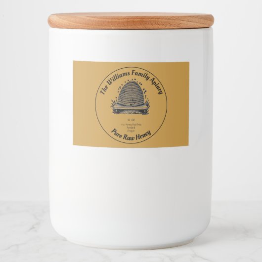 Honeybee Honey Jar Apiary Label | Reiner Honig Lebensmitteletikett (Vorderseite)