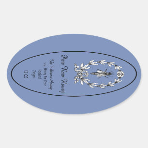 Honeybee Honey Jar Apiary Label   Reiner Honig Ovaler Aufkleber