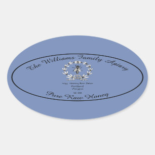 Honeybee Honey Jar Apiary Label   Reiner Honig Ovaler Aufkleber