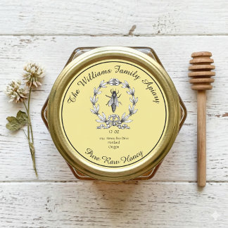 Honeybee Honey Jar Apiary Label | Reiner Honig Runder Aufkleber