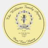 Honeybee Honey Jar Apiary Label | Reiner Honig Runder Aufkleber (Vorderseite)