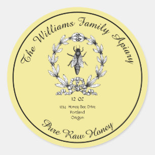 Honeybee Honey Jar Apiary Label Reiner Honig Runder Aufkleber