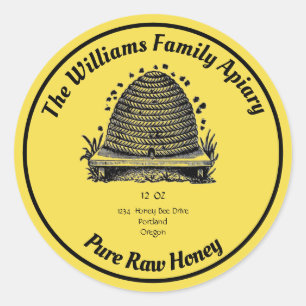 Honeybee Honey Jar Apiary Label   Reiner Honig Runder Aufkleber
