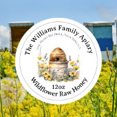Honeybee Honey Jar Apiary Label Wildblume Honey Runder Aufkleber