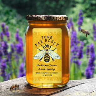 Honeybee Honey Jar Apiary Labels   Honigwabenbiene