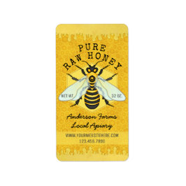 Honeybee Honey Jar Apiary Labels | Honigwabenbiene Adressaufkleber