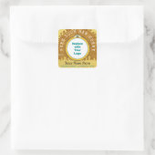 Honeybee Honey Jar Apiary Logo | Honeycomb Bee V2 Quadratischer Aufkleber (Tasche)