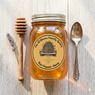 Honeybee Honey Jar Apiary | Rohorganischer Honig Runder Aufkleber