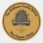 Honeybee Honey Jar Apiary | Rohorganischer Honig Runder Aufkleber (Vorderseite)