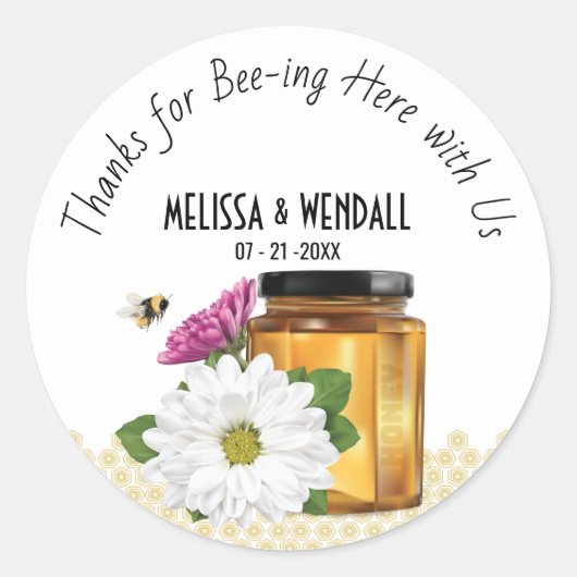 Honeybee Honey Jar Label Runder Aufkleber (Vorderseite)