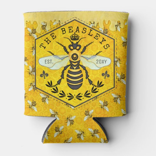 Honeybee Honeycomb Bee Bumblebee Crown | Benutzerd Dosenkühler (Vorderseite)