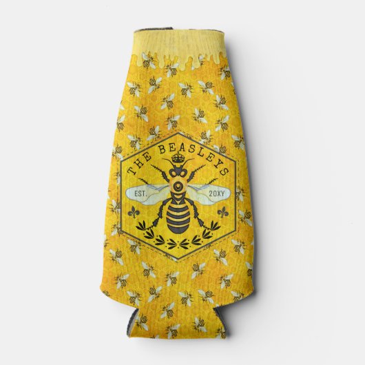 Honeybee Honeycomb Bee Bumblebee Crown | Benutzerd Flaschenkühler (Vorderseite)
