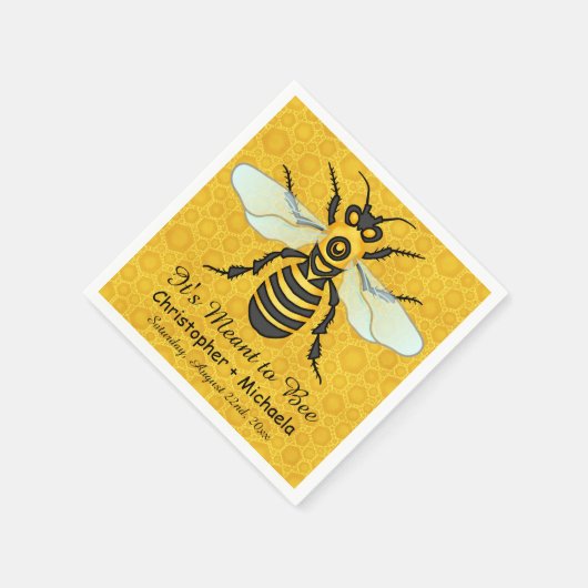 Honeybee Honeycomb Bee Wedding Theme Custom Serviette (Ecke)