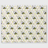 Honeybee Honeycomb Black Yellow White Pattern Geschenkpapier (Flach)