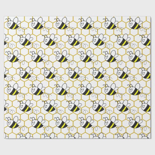 Honeybee Honeycomb Black Yellow White Pattern Geschenkpapier (Flach)
