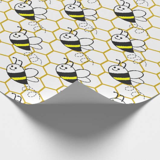 Honeybee Honeycomb Black Yellow White Pattern Geschenkpapier (Ecke)