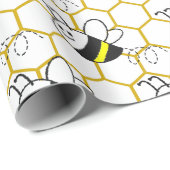 Honeybee Honeycomb Black Yellow White Pattern Geschenkpapier (Rolleneckpunkt)