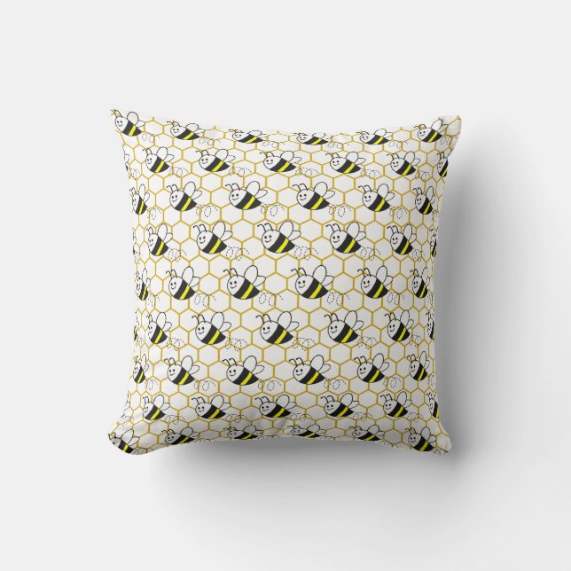 Honeybee Honeycomb Black Yellow White Pattern  Kissen (Vorderseite)