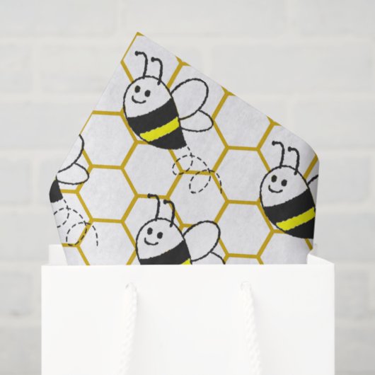 Honeybee Honeycomb Black Yellow White Pattern  Seidenpapier (Geschenktüte)