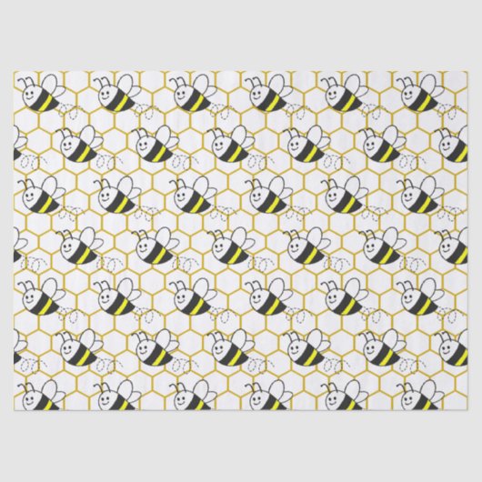 Honeybee Honeycomb Black Yellow White Pattern Seidenpapier (Vorderseite)