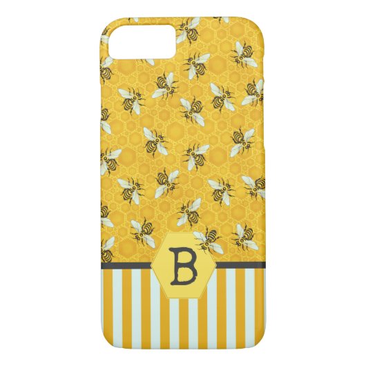 Honeybee Honeycomb Bumble Bee Monogram Pattern Case-Mate iPhone Hülle (Rückseite)