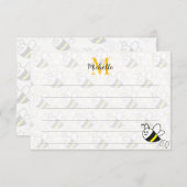 Honeybee Honeycomb Drawing Custom Lined Monogram Mitteilungskarte (Vorne/Hinten)