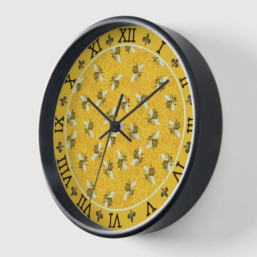 Honeybee Honeycomb French Bee Bumblebee Pattern Wanduhr (Winkel)