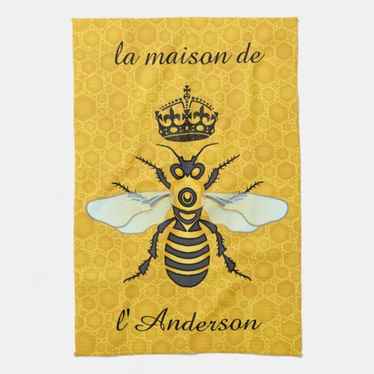 Honeybee Honeycomb French Bee Elegant Individuelle Handtuch (Vertikal)