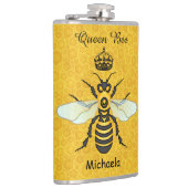 Honeybee Honeycomb Queen Bee Crown Custom Text Flachmann (Rechts)