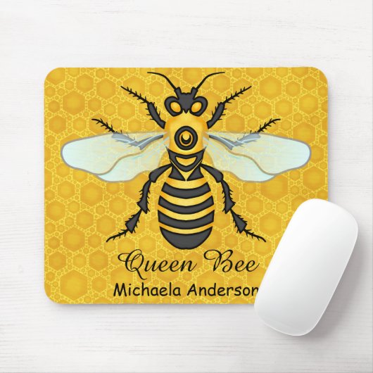 Honeybee Honeycomb Queen Bee Personalized Name Mousepad (Mit Mouse)