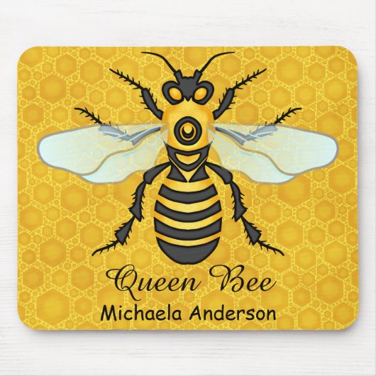 Honeybee Honeycomb Queen Bee Personalized Name Mousepad (Vorne)