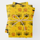 Honeybee Honeycomb Wrapping Paper Set 3 Geschenkpapier Set (Beispiel)