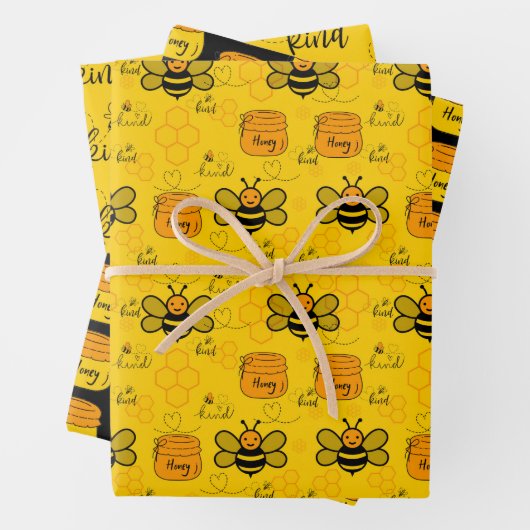 Honeybee Honeycomb Wrapping Paper Set 3 Geschenkpapier Set (Beispiel)