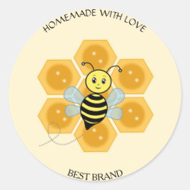 Honeybee Jar Label & Honeycomb Homemade Runder Aufkleber