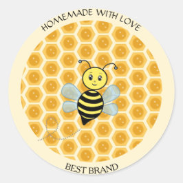 Honeybee Jar Label & Honeycomb Homemade Runder Aufkleber