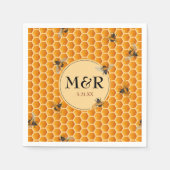 Honeybee Monogram Initials Gold Wedding Serviette (Vorderseite)