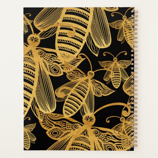 Honeybee Muster Elegant Gold Black Planer (Rückseite)