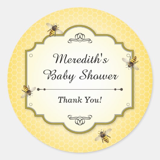 Honeybee Mutter zu Bee Baby Dusche Danke Runder Aufkleber (Vorderseite)